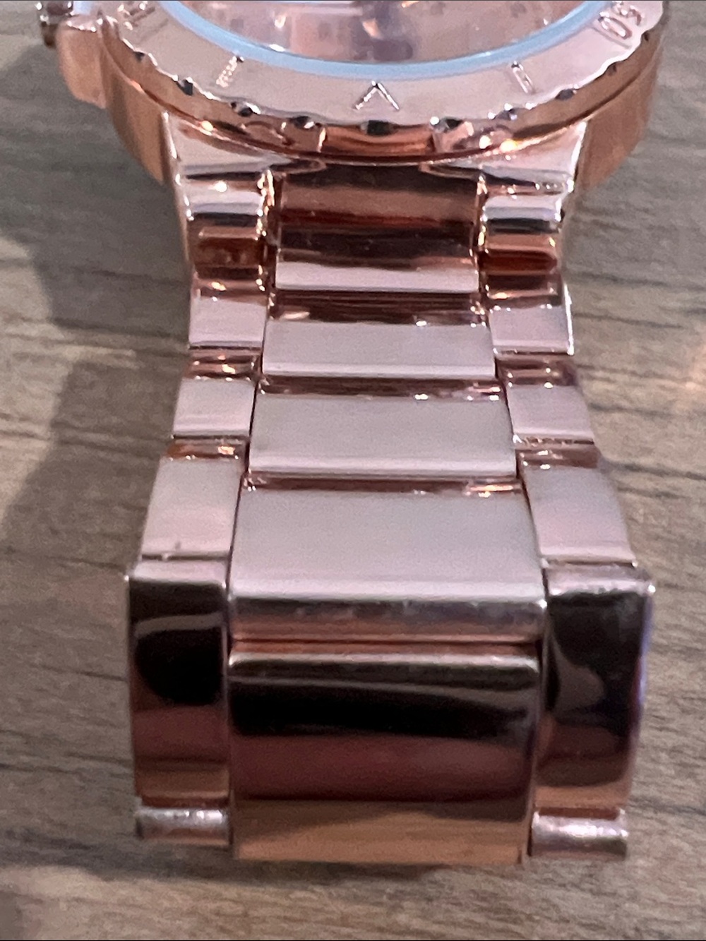 Chatelaine Embossed Compact Rose Gold Tone Watch - Picture 5 of 9